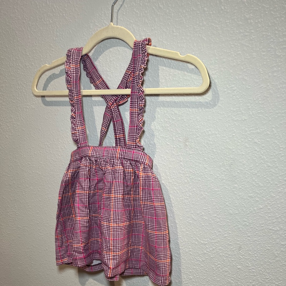 Toddler Girl Plaid Skirt With Suspenders Straps Size 4 - Picture 3 of 9